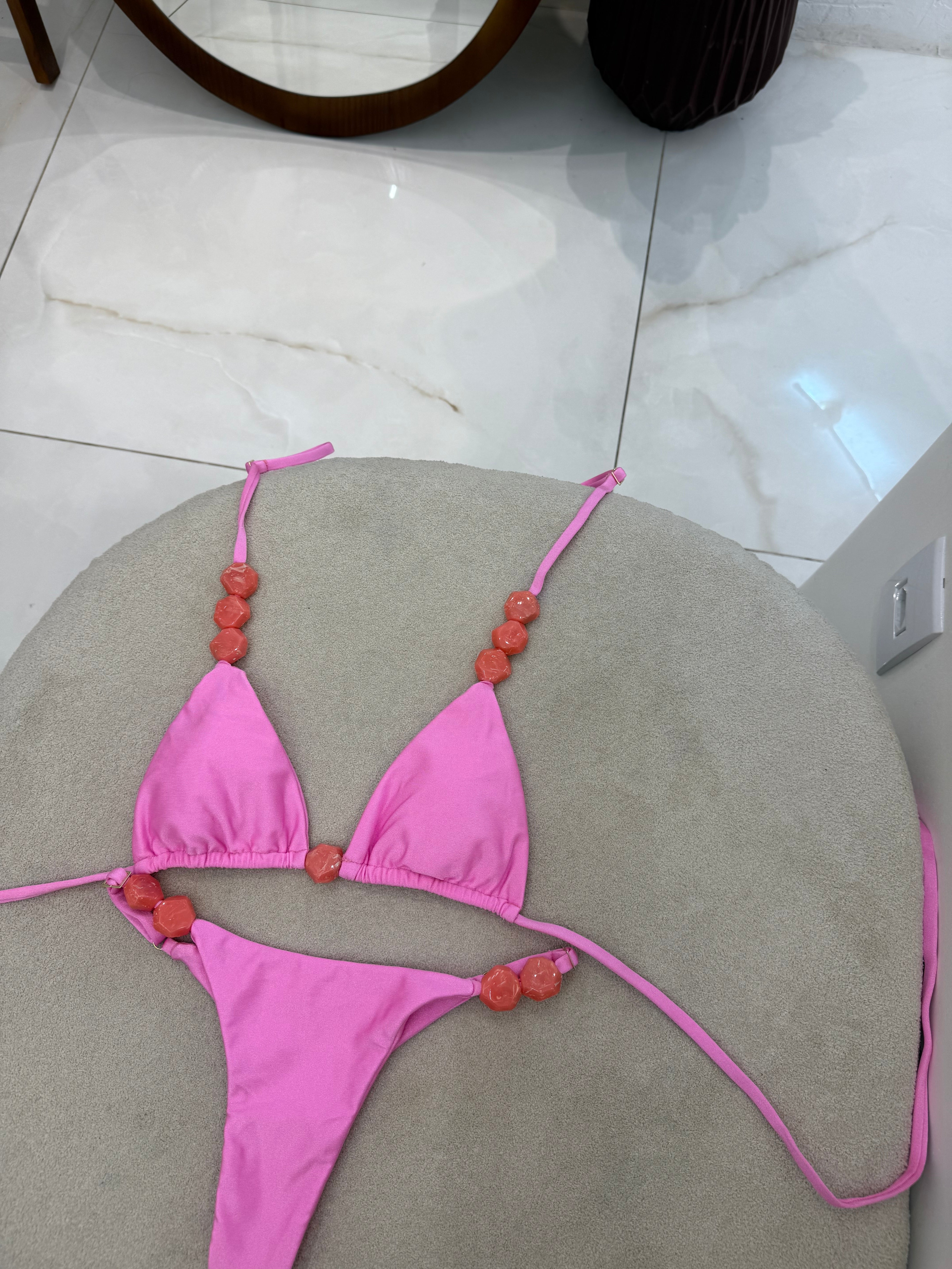 Cortininha Bali Regulagem Rosa Bebê