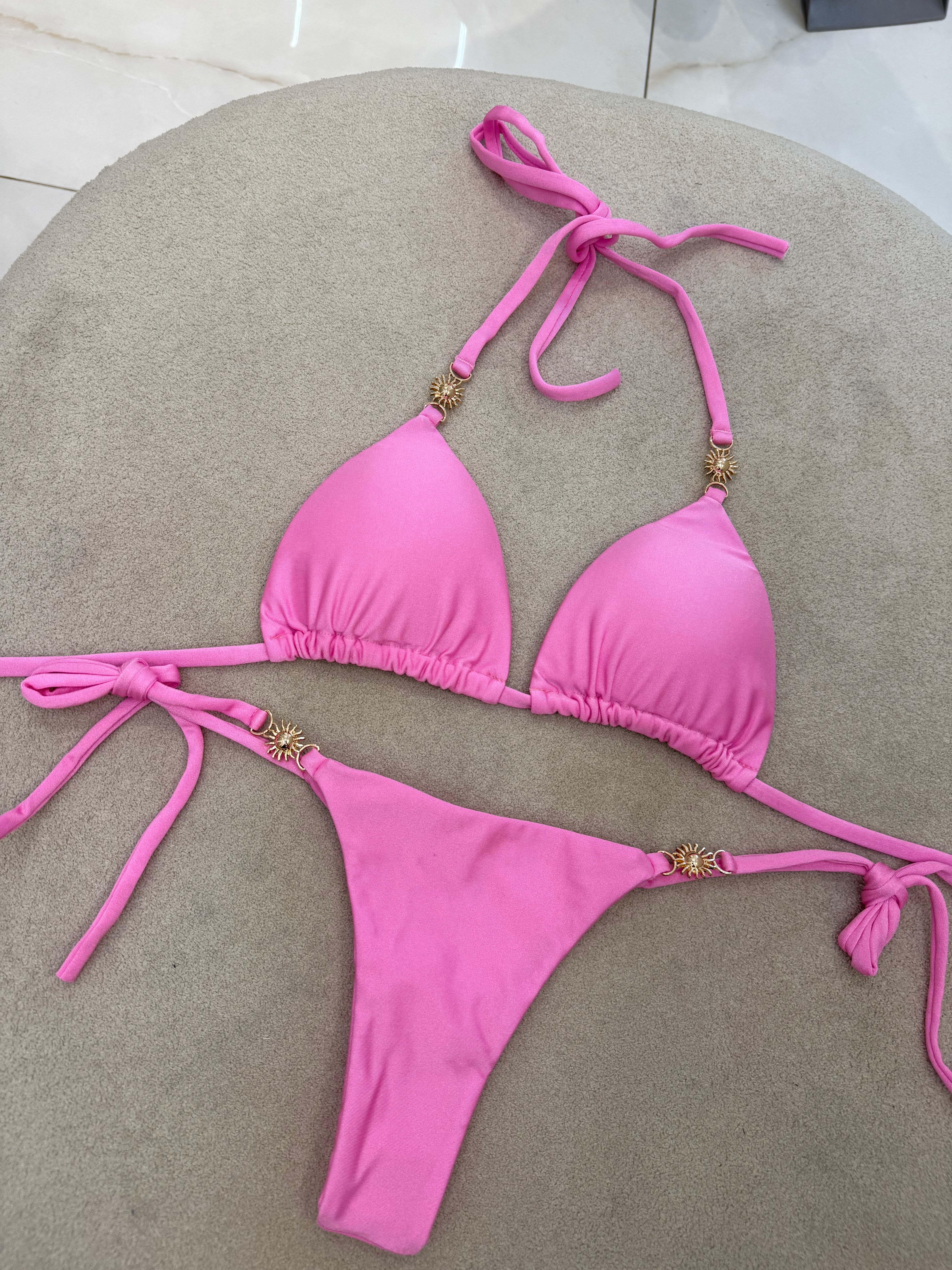 Biquíni Cortininha Sol Rosa Bebê